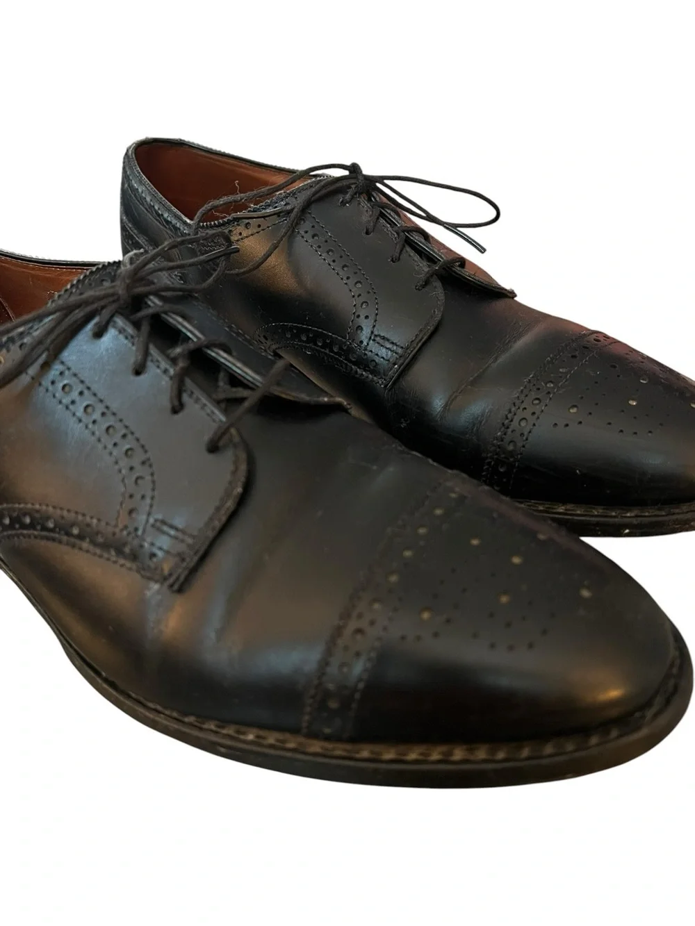 Allen Edmonds Shoes Men 11 D Black Sanford Brogue Leather Cap Toe Oxford 6517